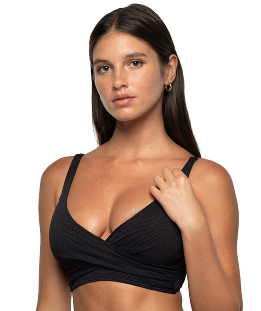 Nip Tuck Must Haves Louise Cross Front Bikini Top - Black